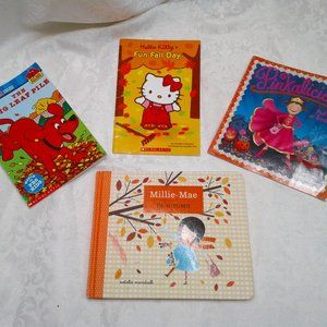 Fall Themed Young Child 4-Book Bundle: Hello Kitty, Clifford, Pinkalicious, More